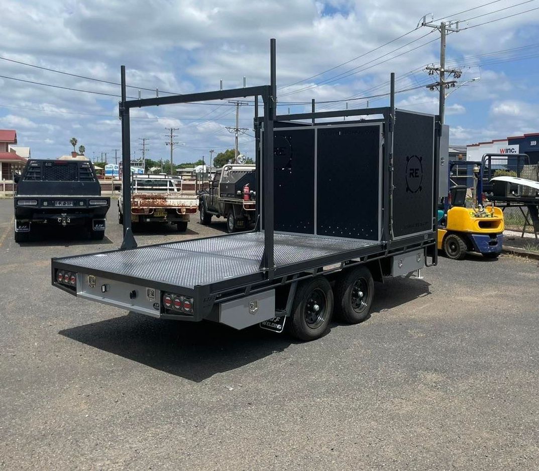 Black Utility Trailer with Ladder Racks — EJF Built in Dubbo, NSW