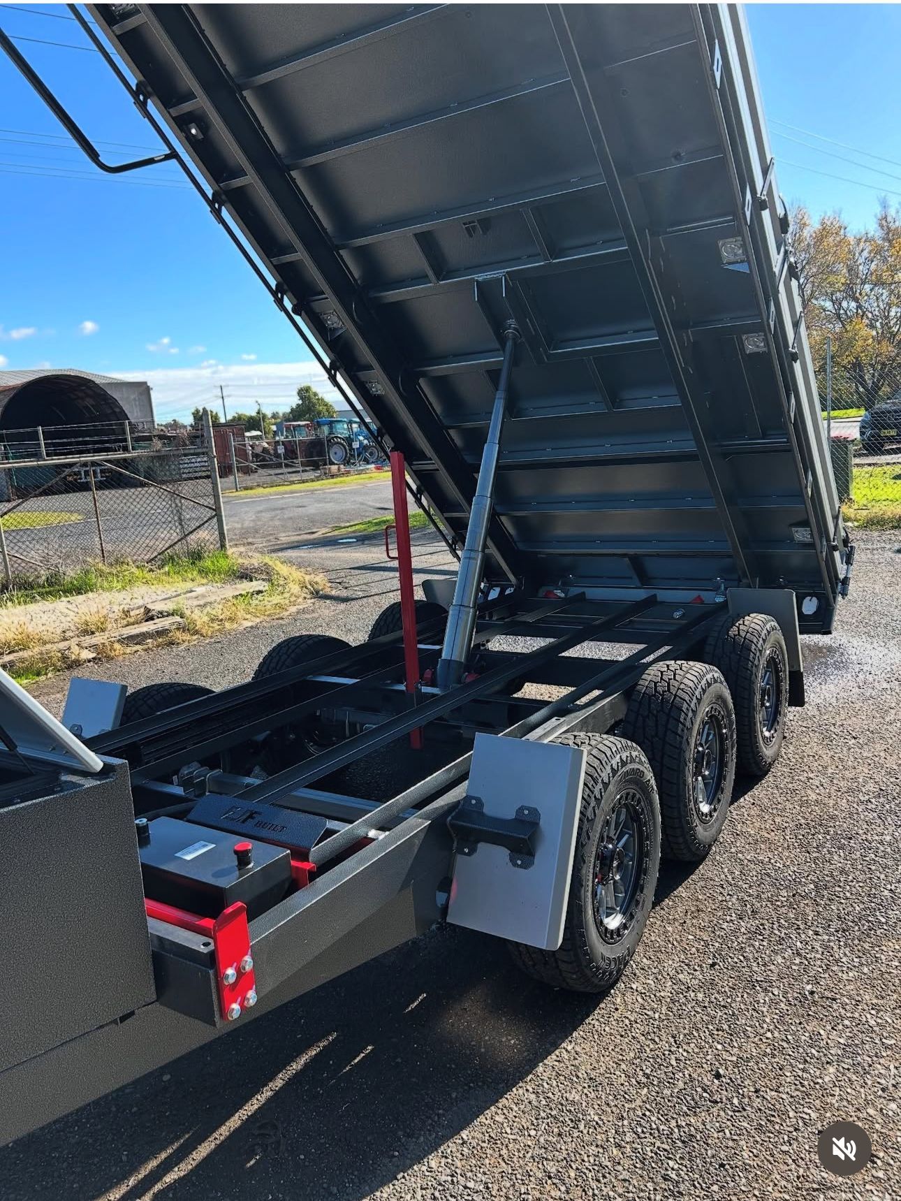 Black and Grey Dump Trailer with Raised Bed — EJF Built in Dubbo, NSW