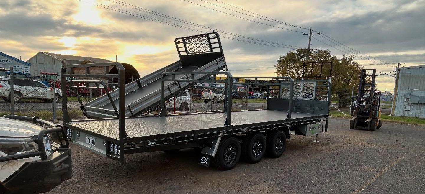 A Flatbed Trailer with a Raised Tilting Bed — EJF Built in Dubbo, NSW