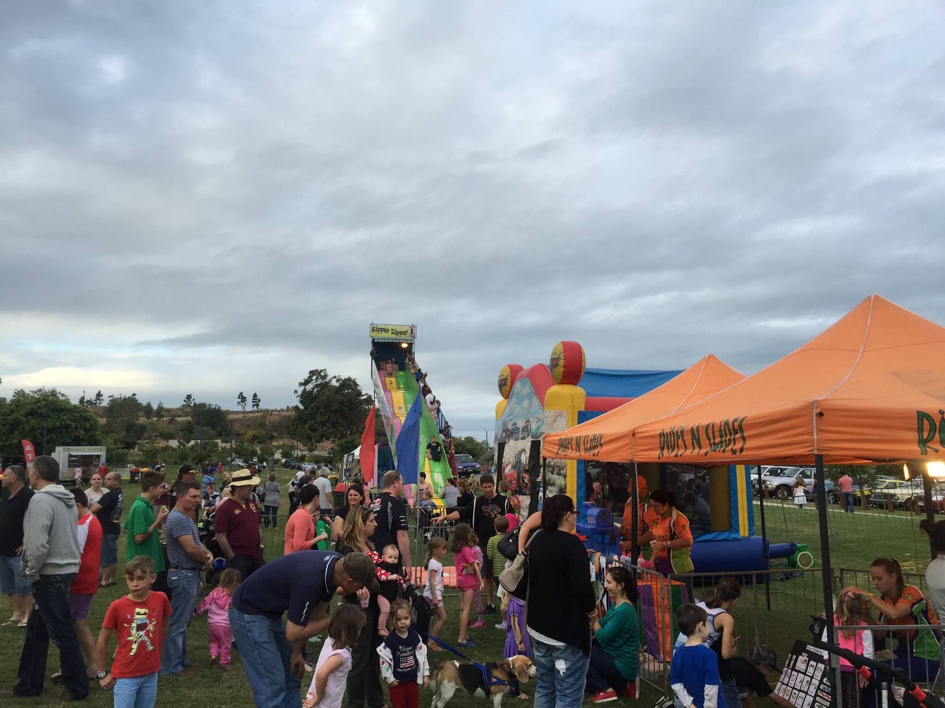 A Large Group Of People Are Gathered In A Park — Rides N Slides In Townsville, QLD