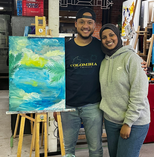 Participants at studio k2 Datenight Painting for Couples.