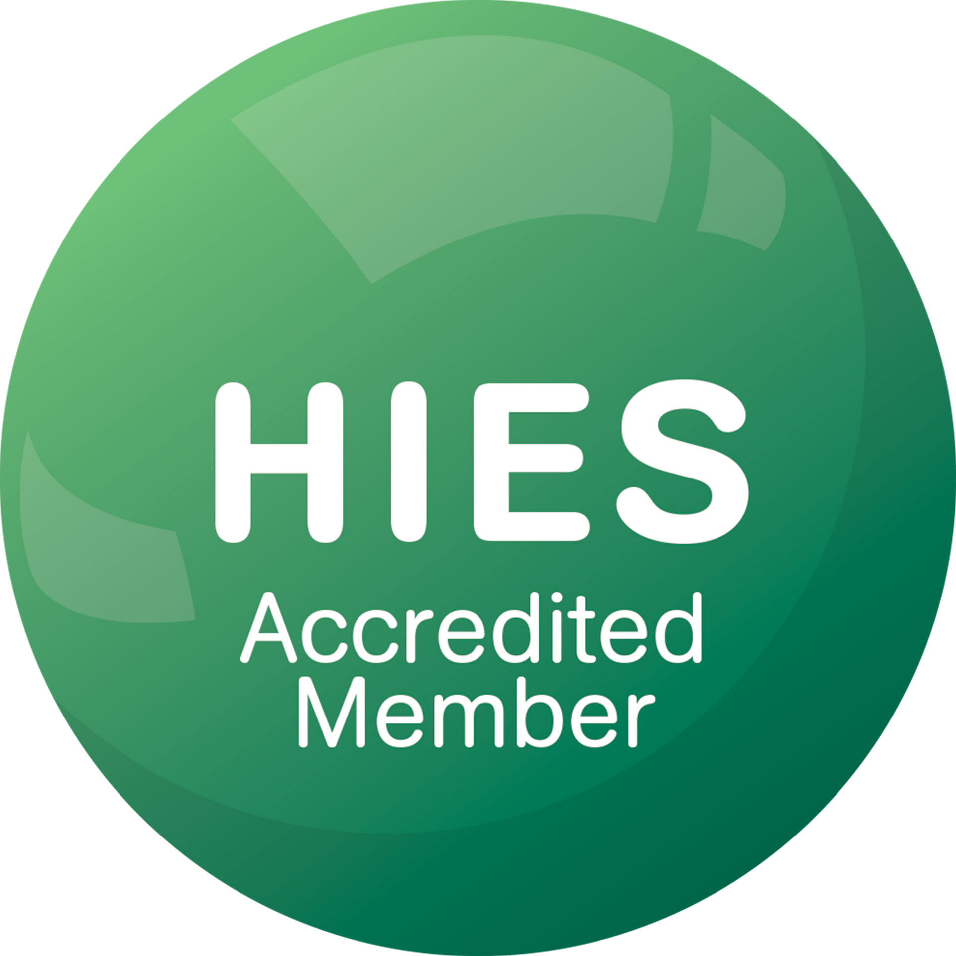 A green and purple badge that says hies accredited member and approved code trading standards uk.