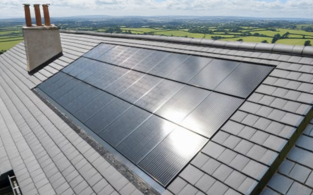 A roof with a lot of solar panels on it
