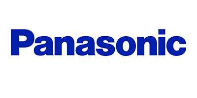 The panasonic logo is blue and white on a white background.