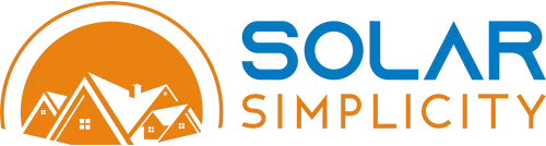 A logo for solar simplicity with a house in the middle.