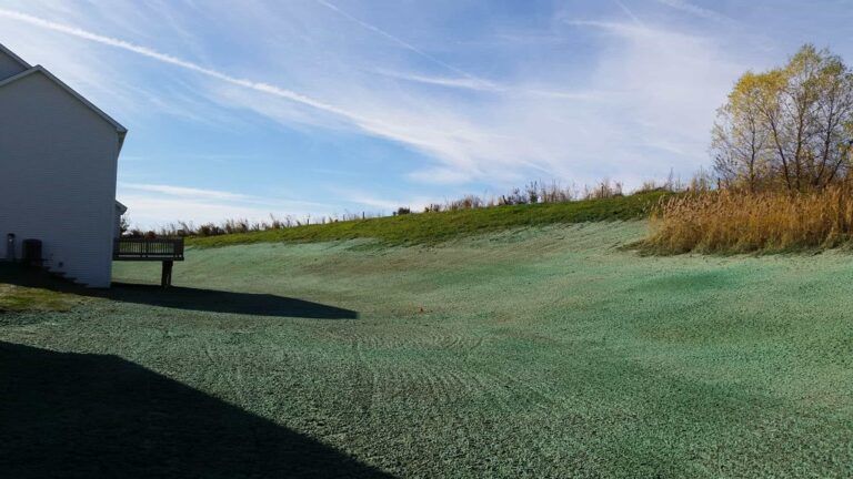 A white house is sitting in the middle of a grassy field.