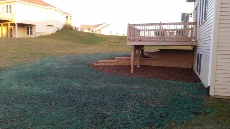 A house with a deck and stairs in the backyard