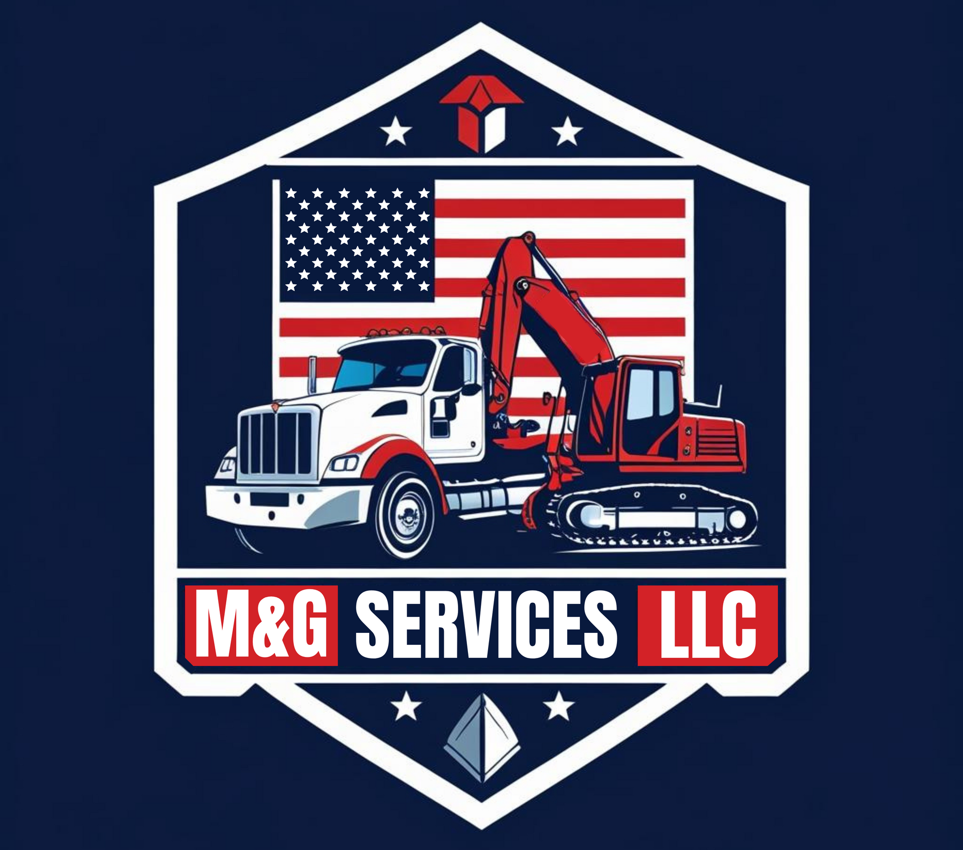Logo for M&G Services LLC: Navy blue 