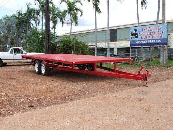 Red Flatbed Trailers on Display — Voyager Trailers in Yarrawonga, NT
