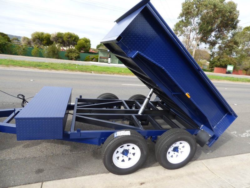 Blue Tipper Trailer with Raised Chassis — Voyager Trailers in Yarrawonga, NT