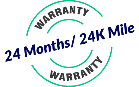 24 Months/24K Mile warranty badge with green circular arrows and blue text | Adaptive Fleet Management