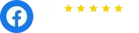 A facebook logo with five stars on a white background.