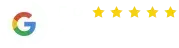 A google logo and five stars on a white background.