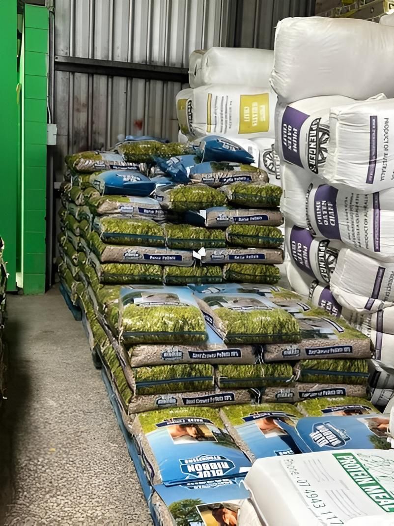 Sacks Of Animal Feeds In The Storage Room — SF Produce In Paget, QLD