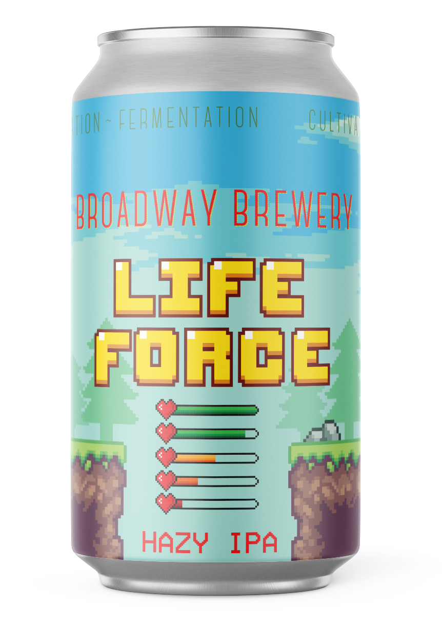 A can of broadway brewery life force hazy ipa