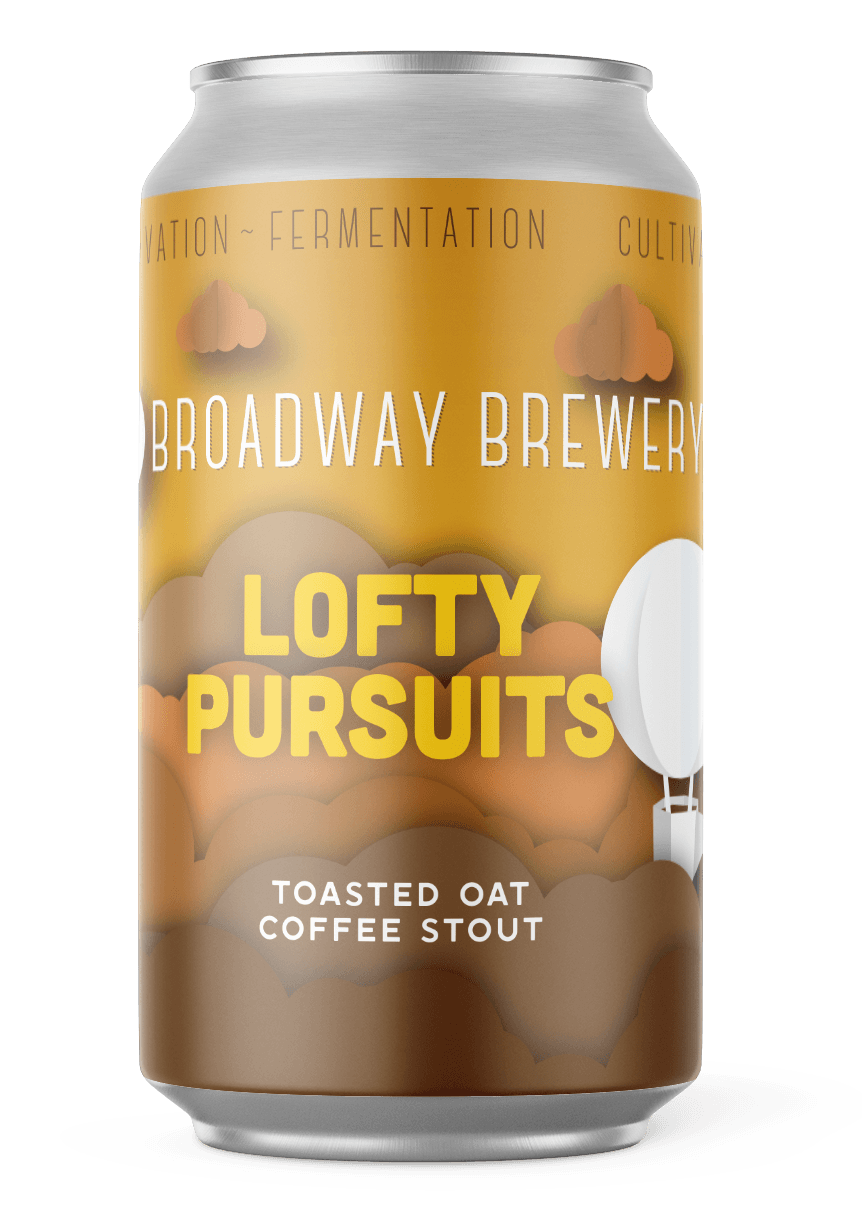 A can of lofty pursuits toasted oat coffee stout