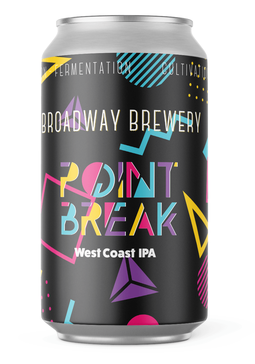 A can of broadway brewery point break west coast ipa