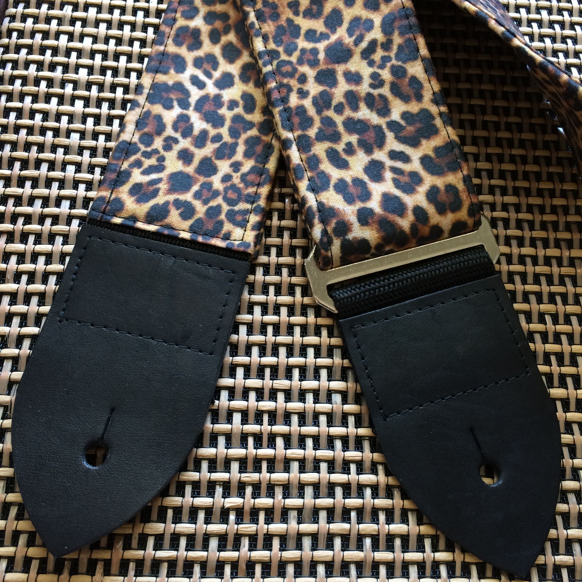 Leopard print guitar strap