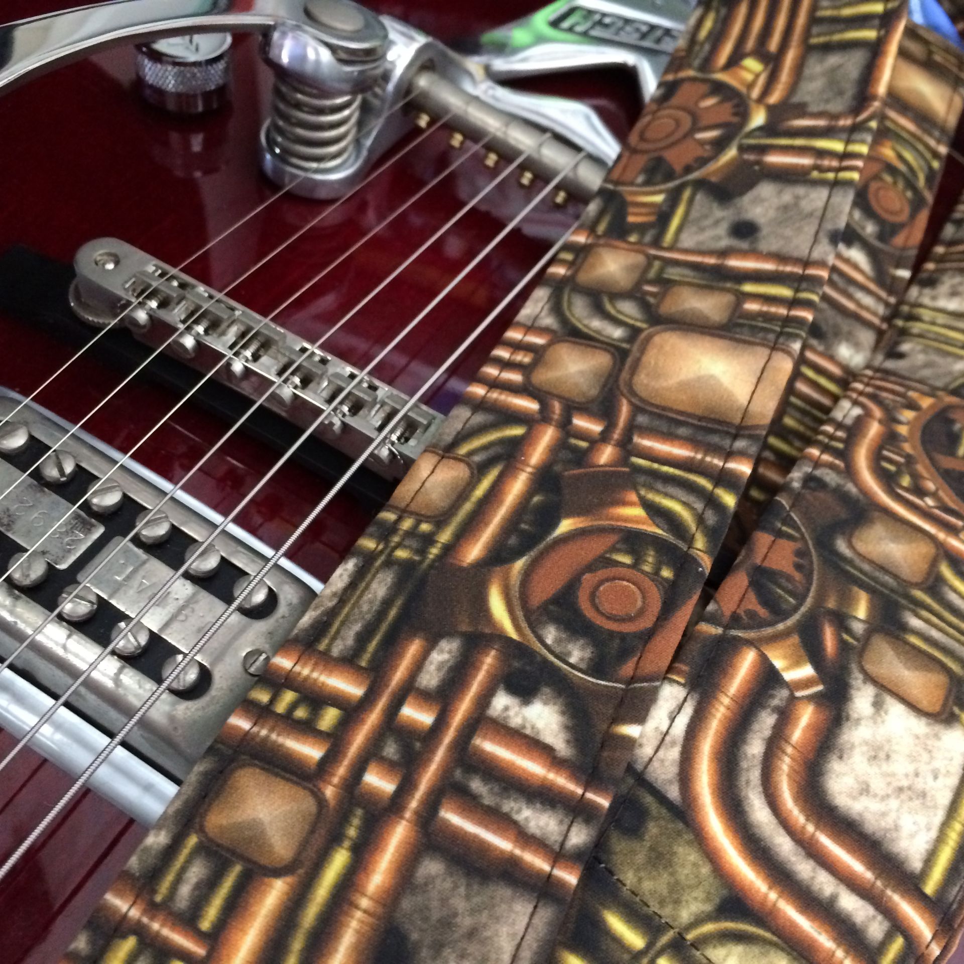 Industrial steampunk fusion guitar strap