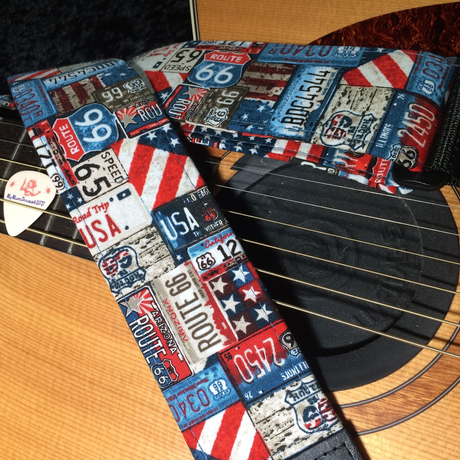 Route 66 road rebel guitar strap