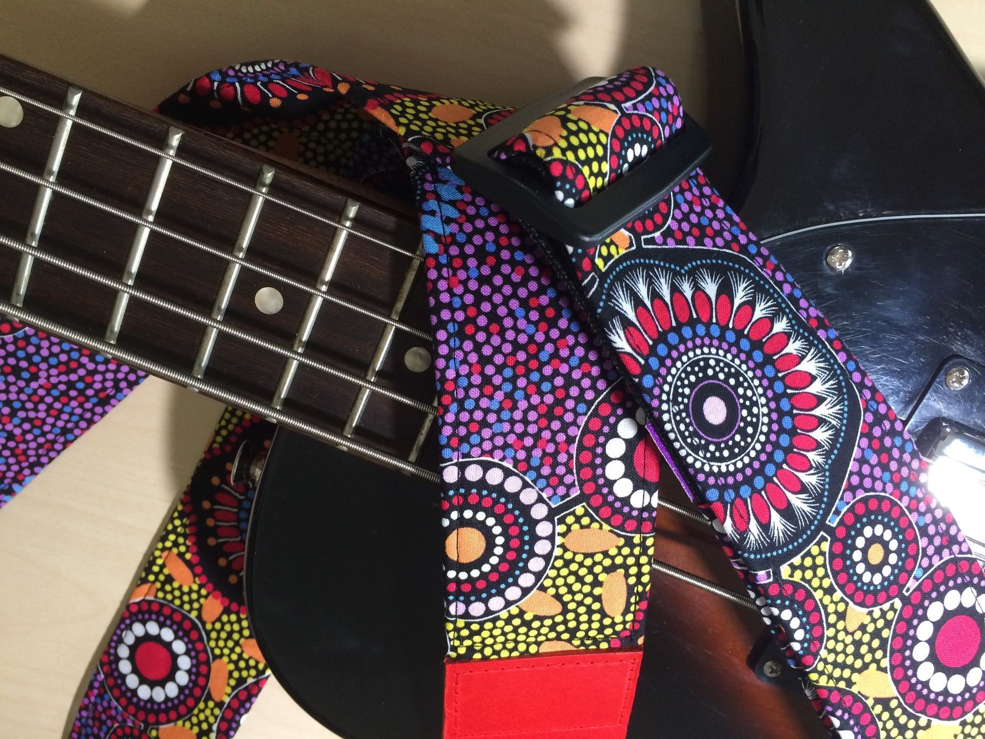Aboriginal dot art guitar strap
