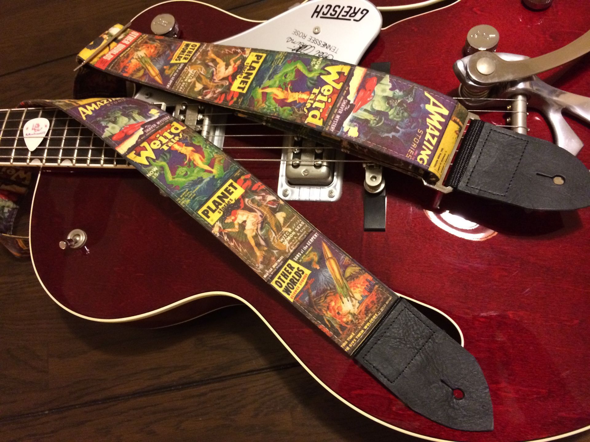 Galactic sci-fi adventure guitar strap
