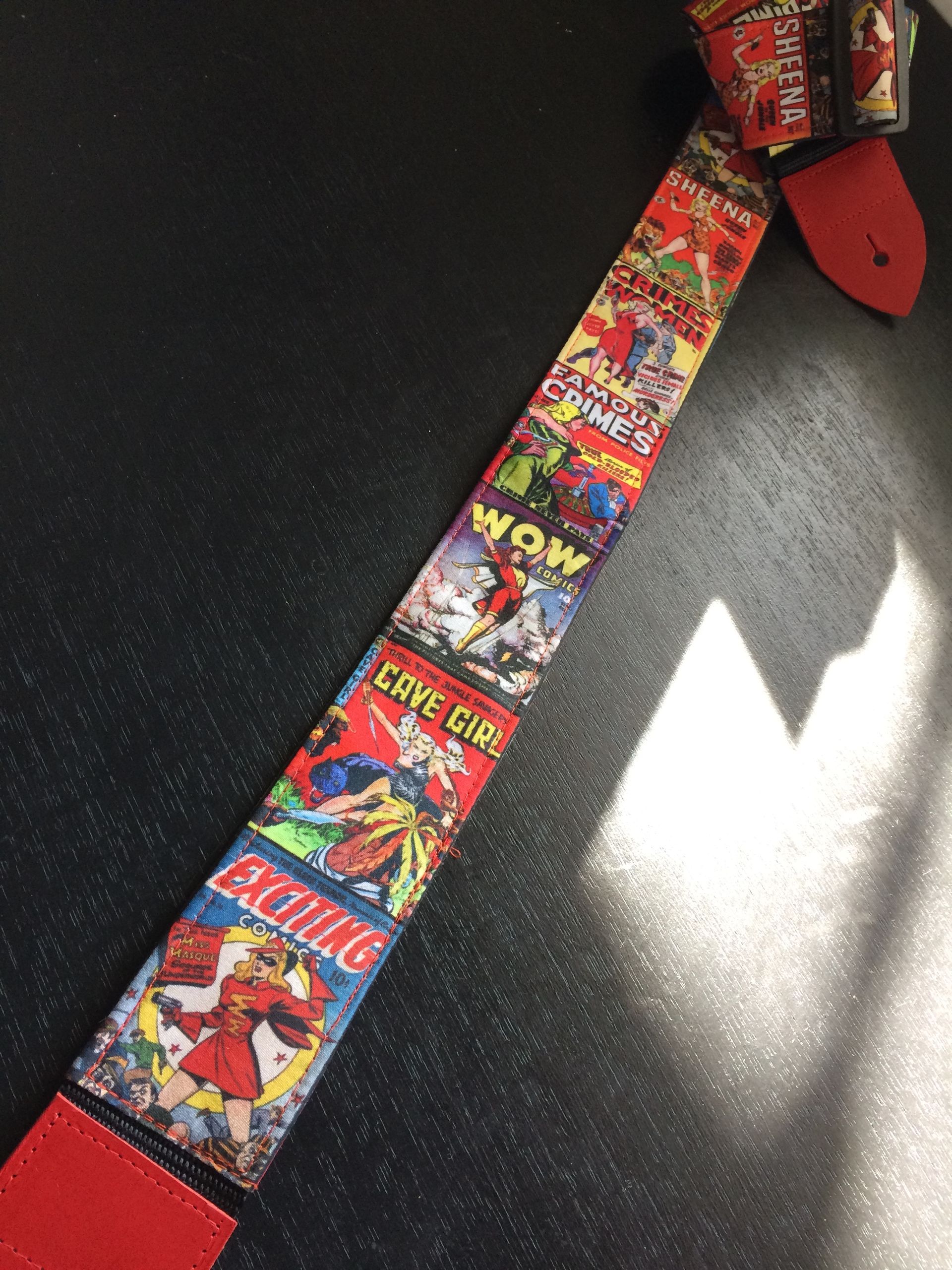 Vintage heroine comics guitar strap