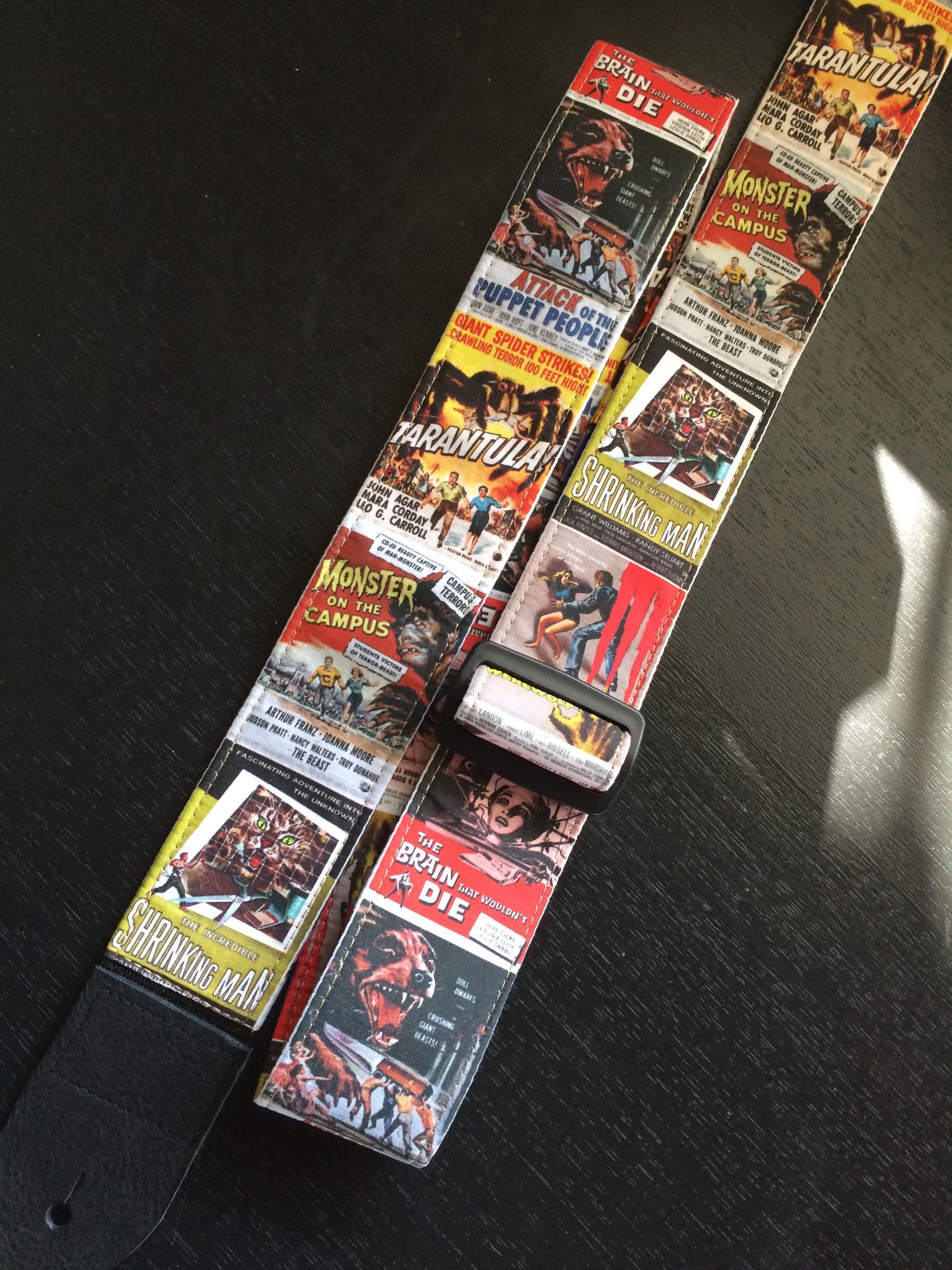 Retro monster movie guitar strap