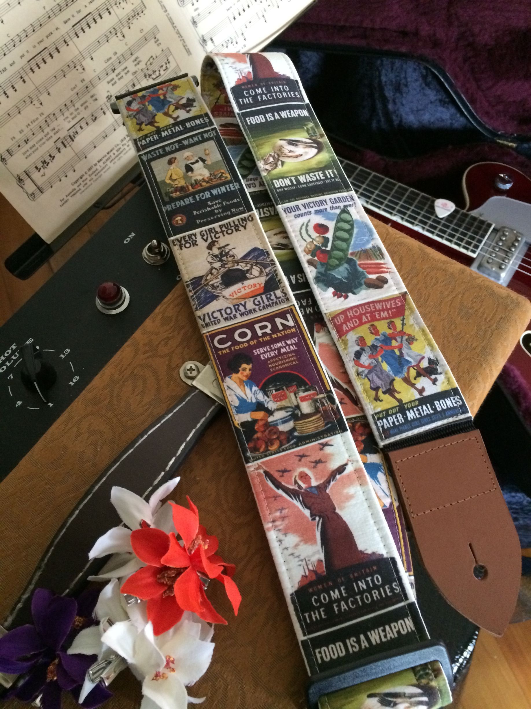 Victory era vintage poster guitar strap