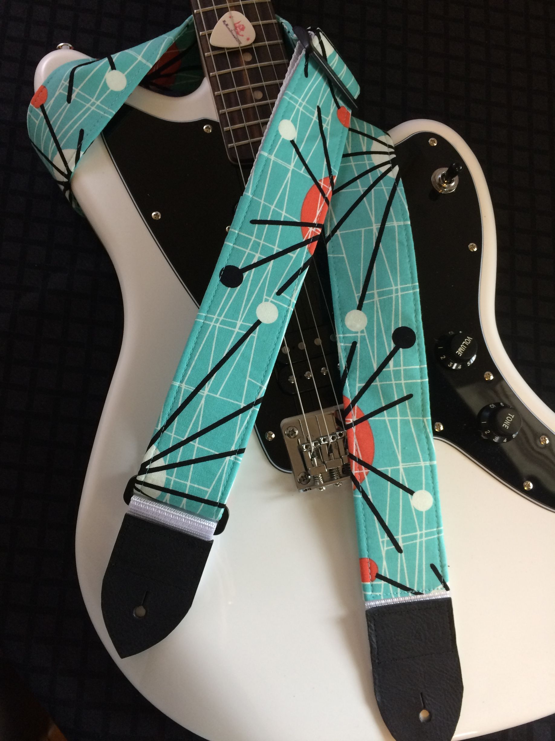 Atomic mid-century modern guitar strap