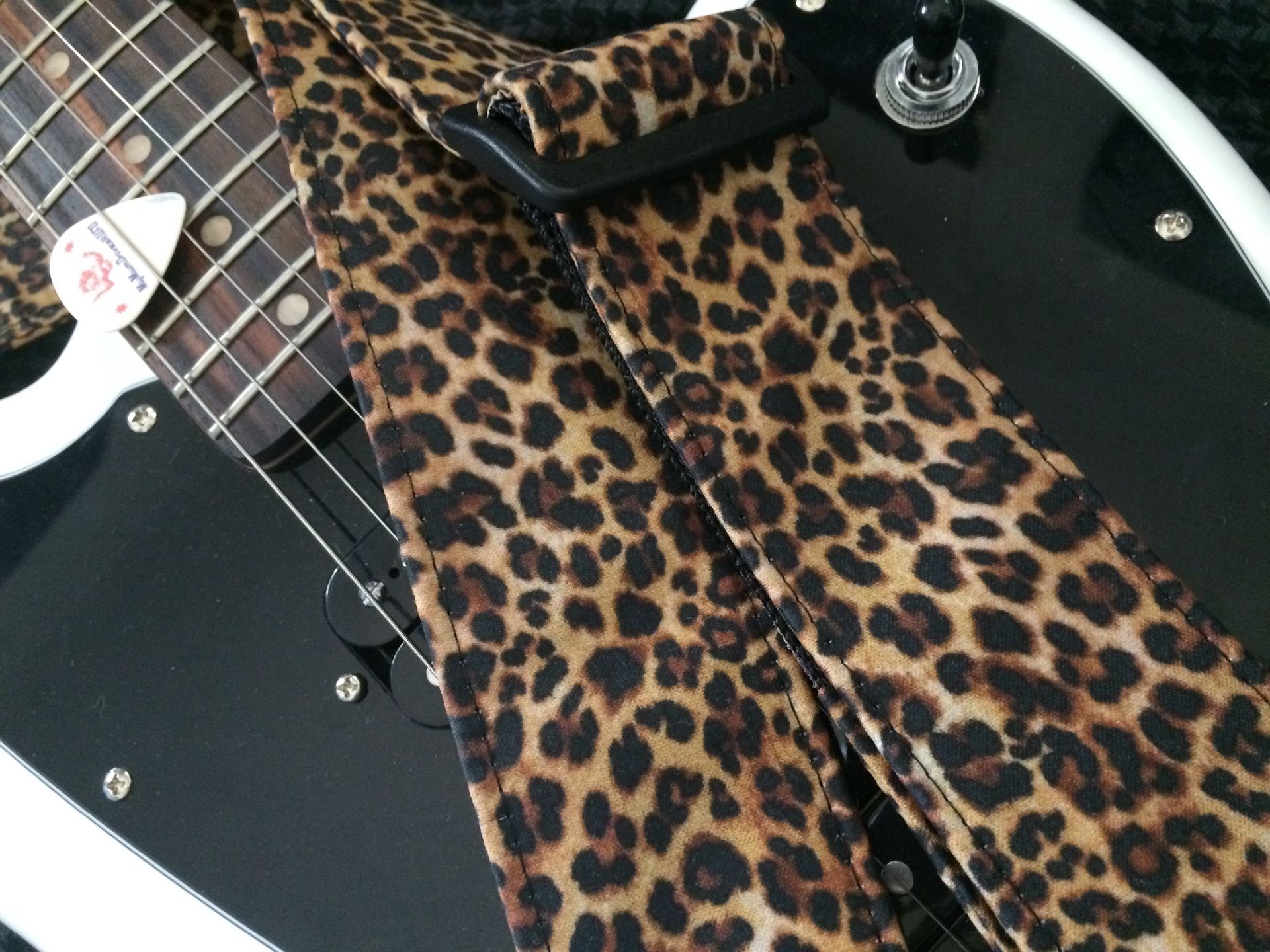Leopard print guitar strap