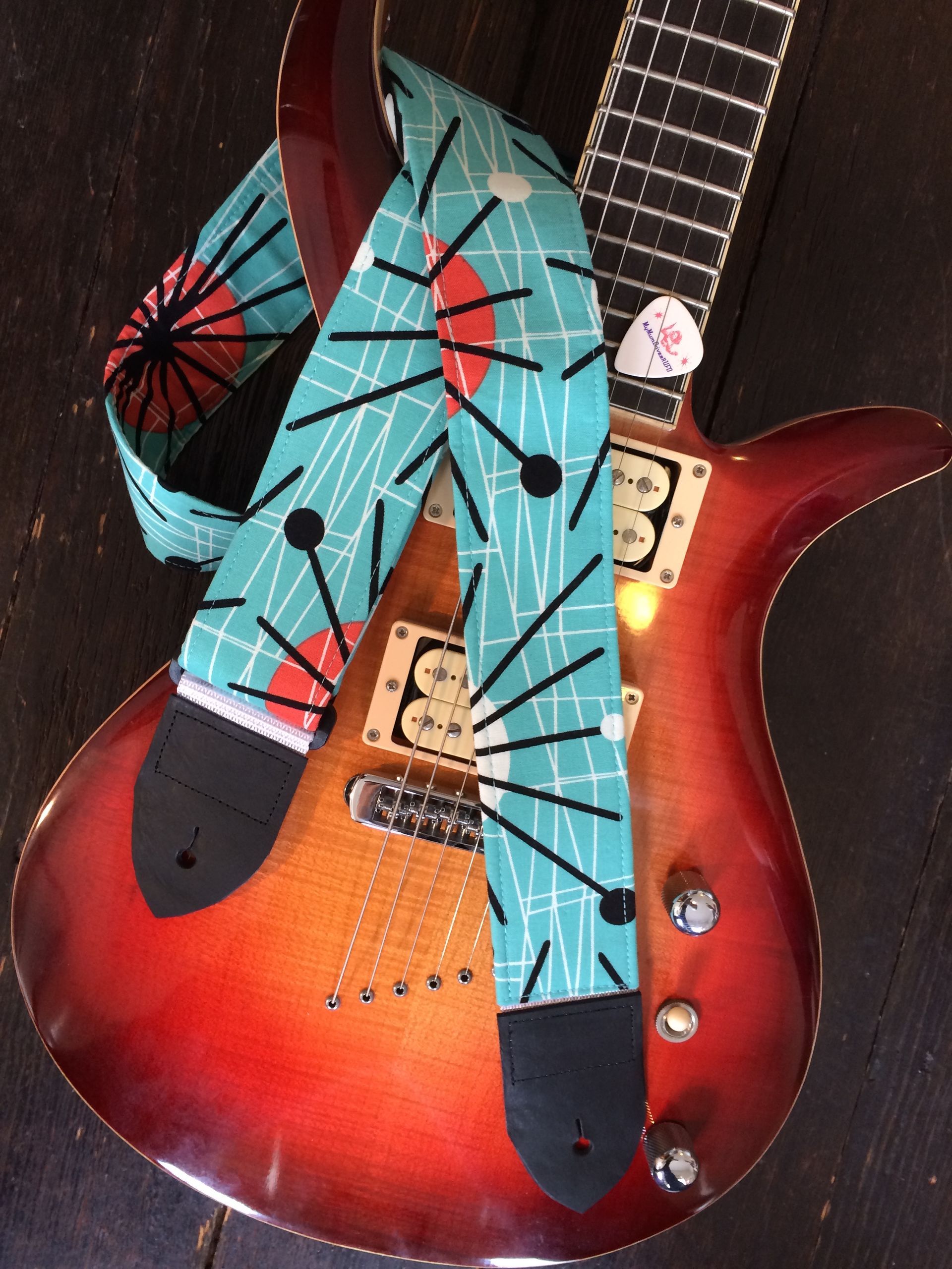 Atomic mid-century modern guitar strap