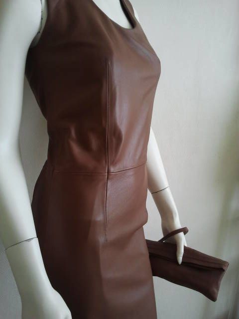 Bruin leren clutch tasje