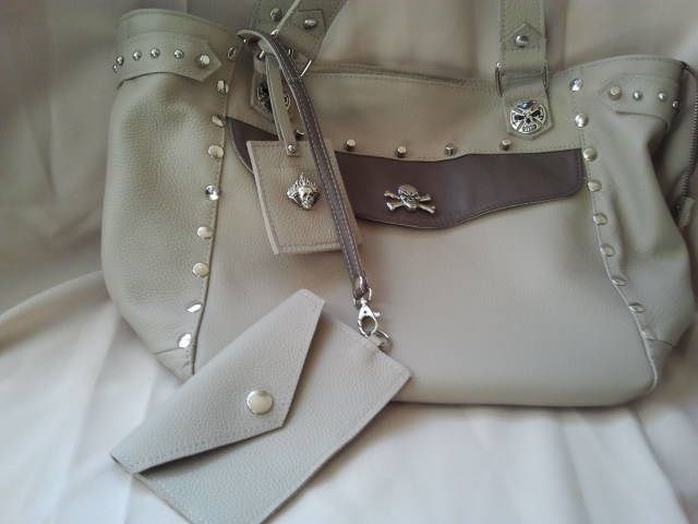 Beige leren shopper tas