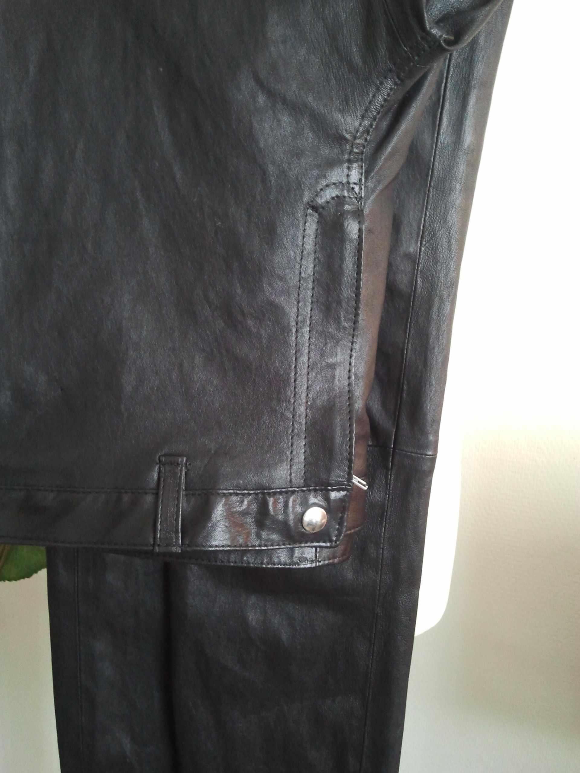 Zwarte leren stretch broek heren