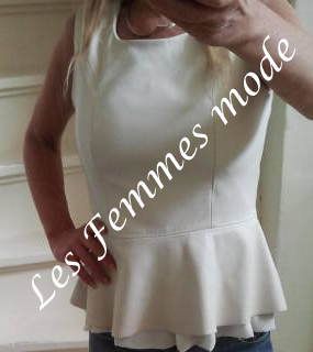 Witte leren peplum top