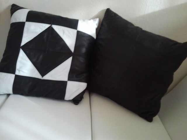 Leren patchwork kussen