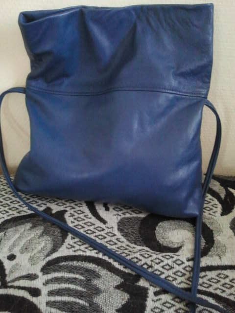 Blauw leren schoudertas