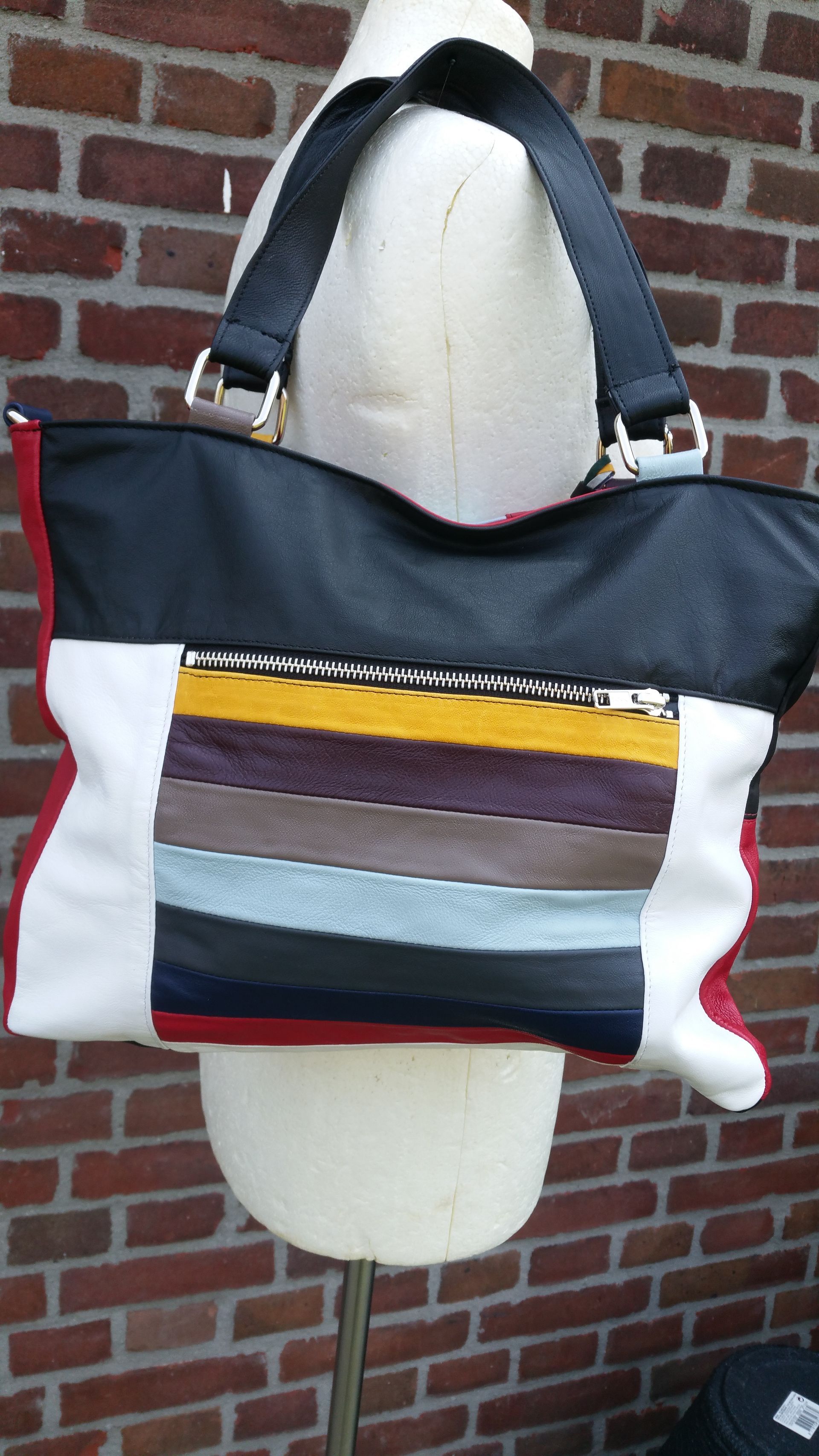 Leren patchwork tas