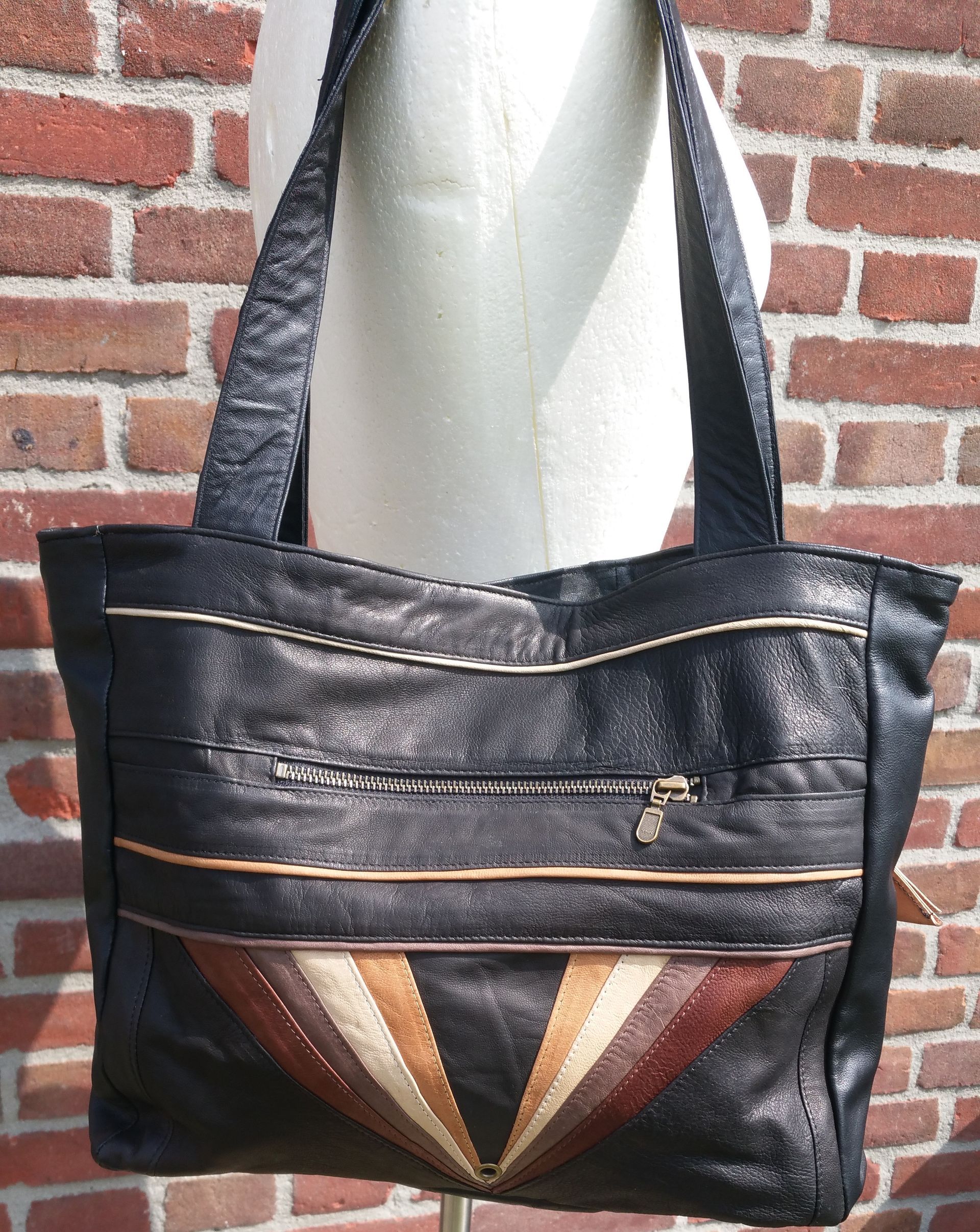 Leren shopper tas