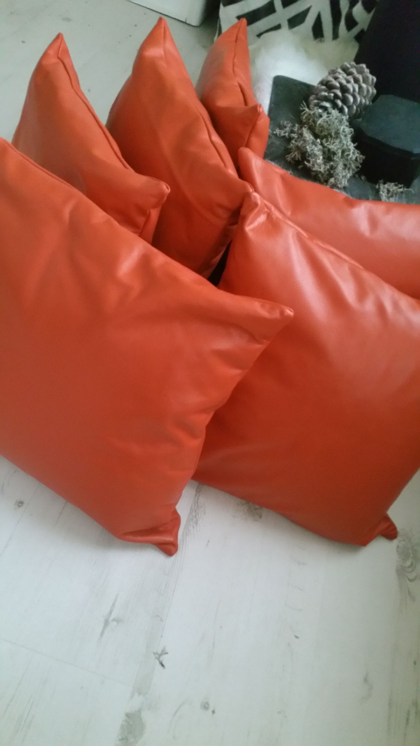 Herfst oranje leren sierkussens