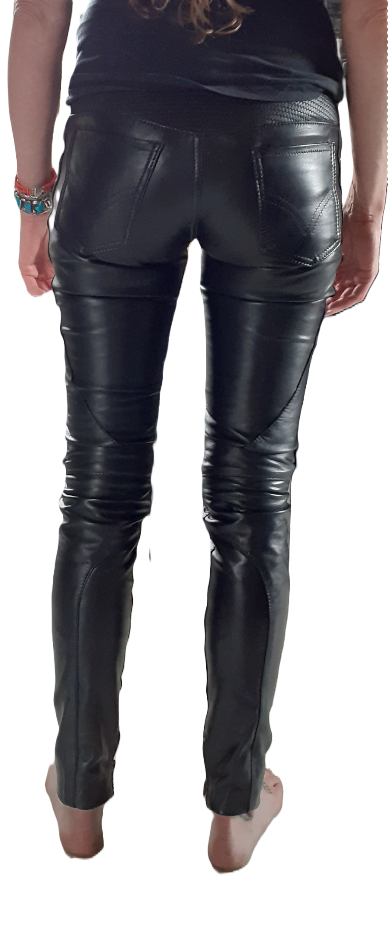 Zwarte stoere leren broek