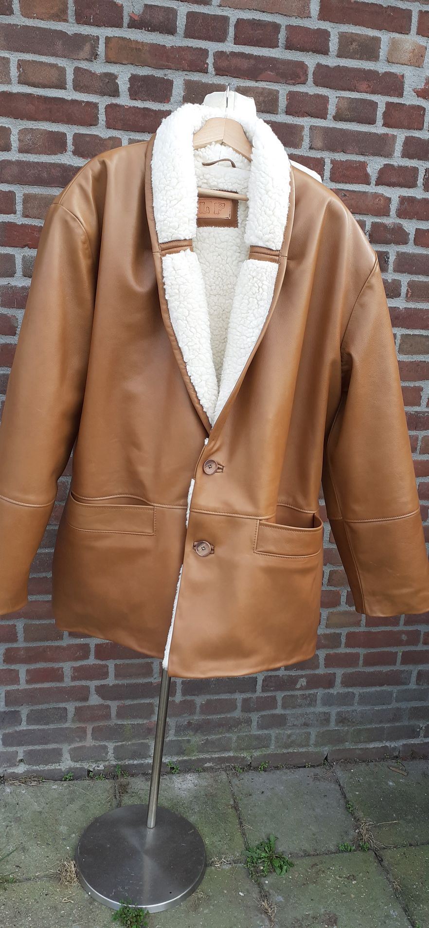Leren heren jas met immitatie bont