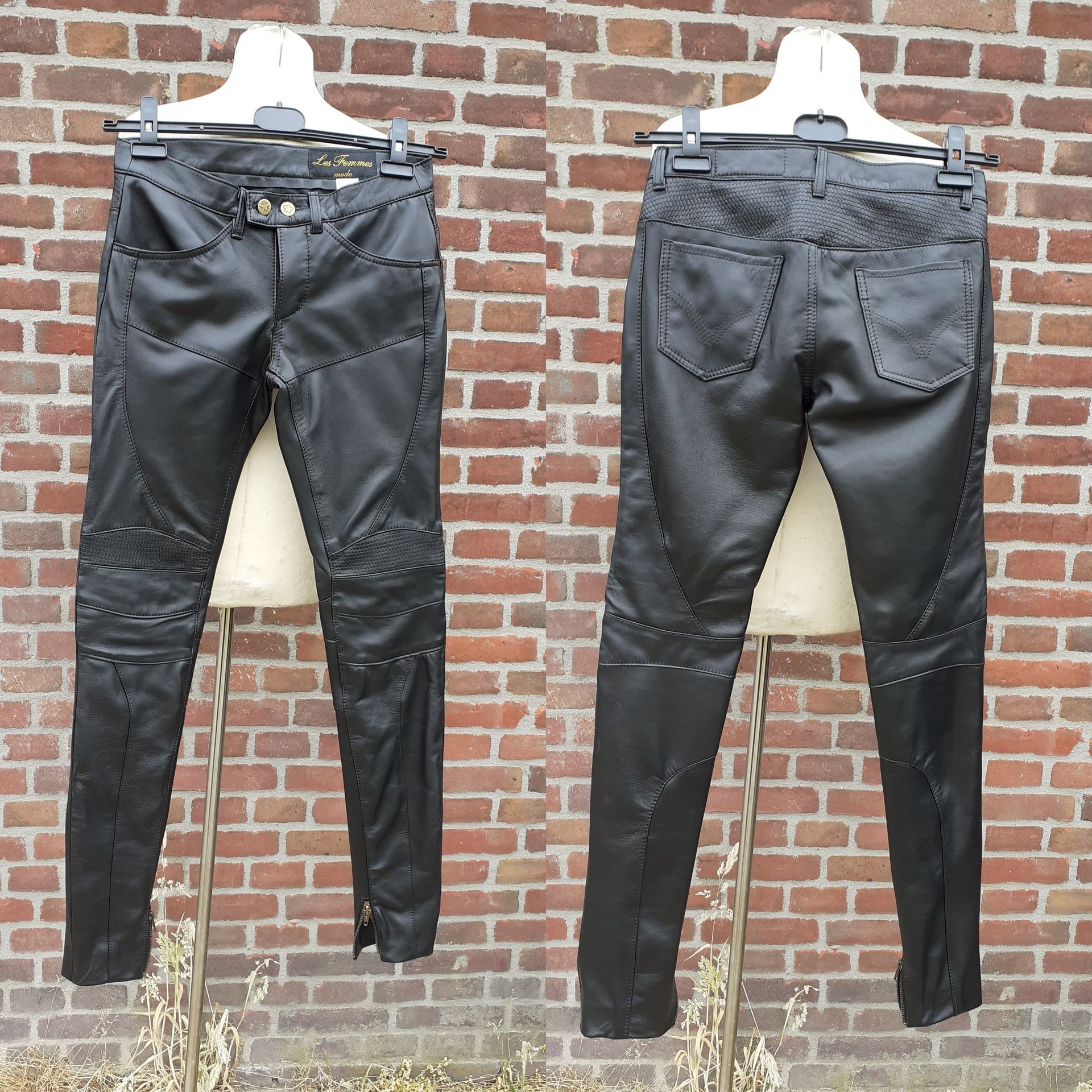 Zwarte stoere leren broek