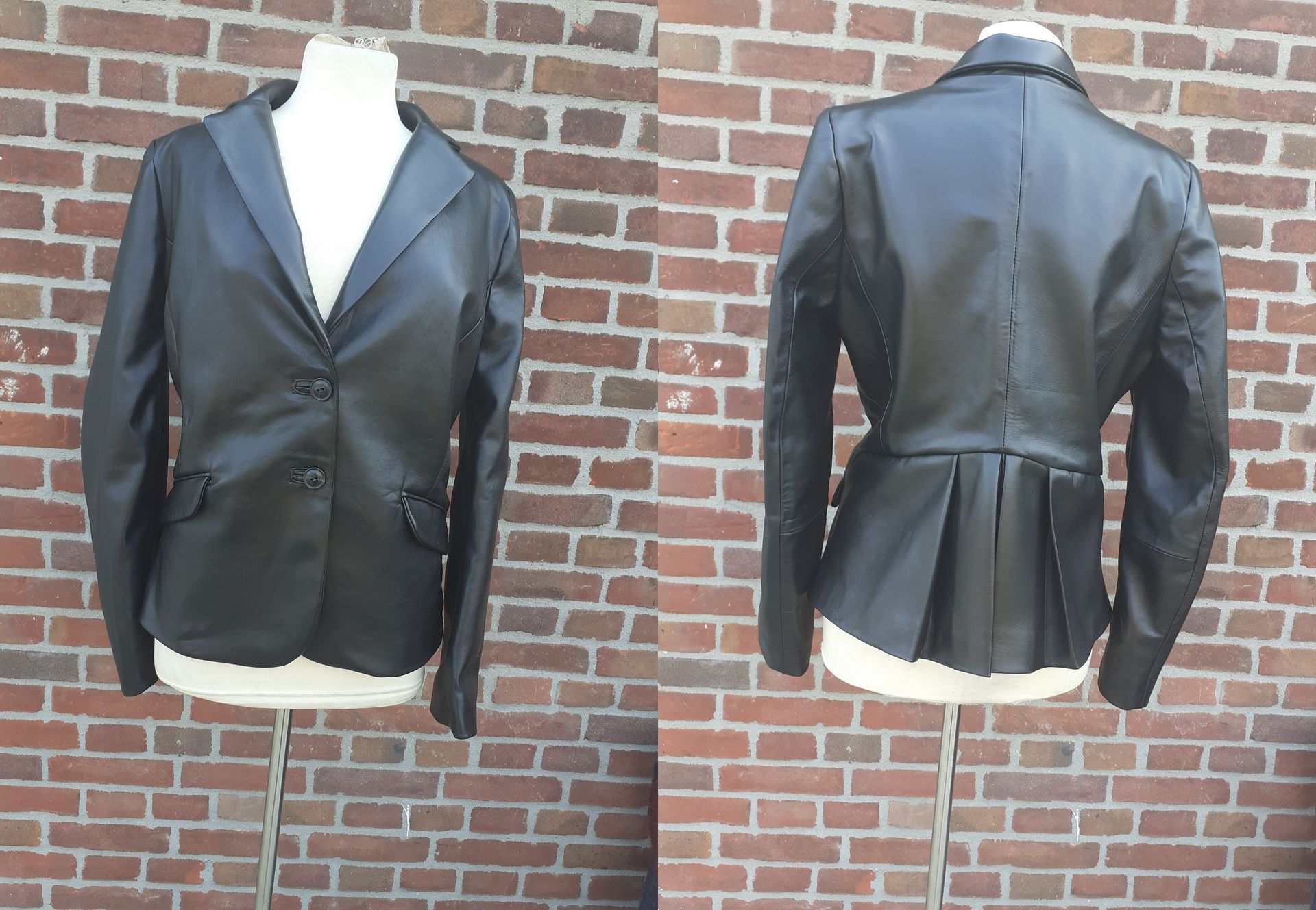 Leren blazer met schootje