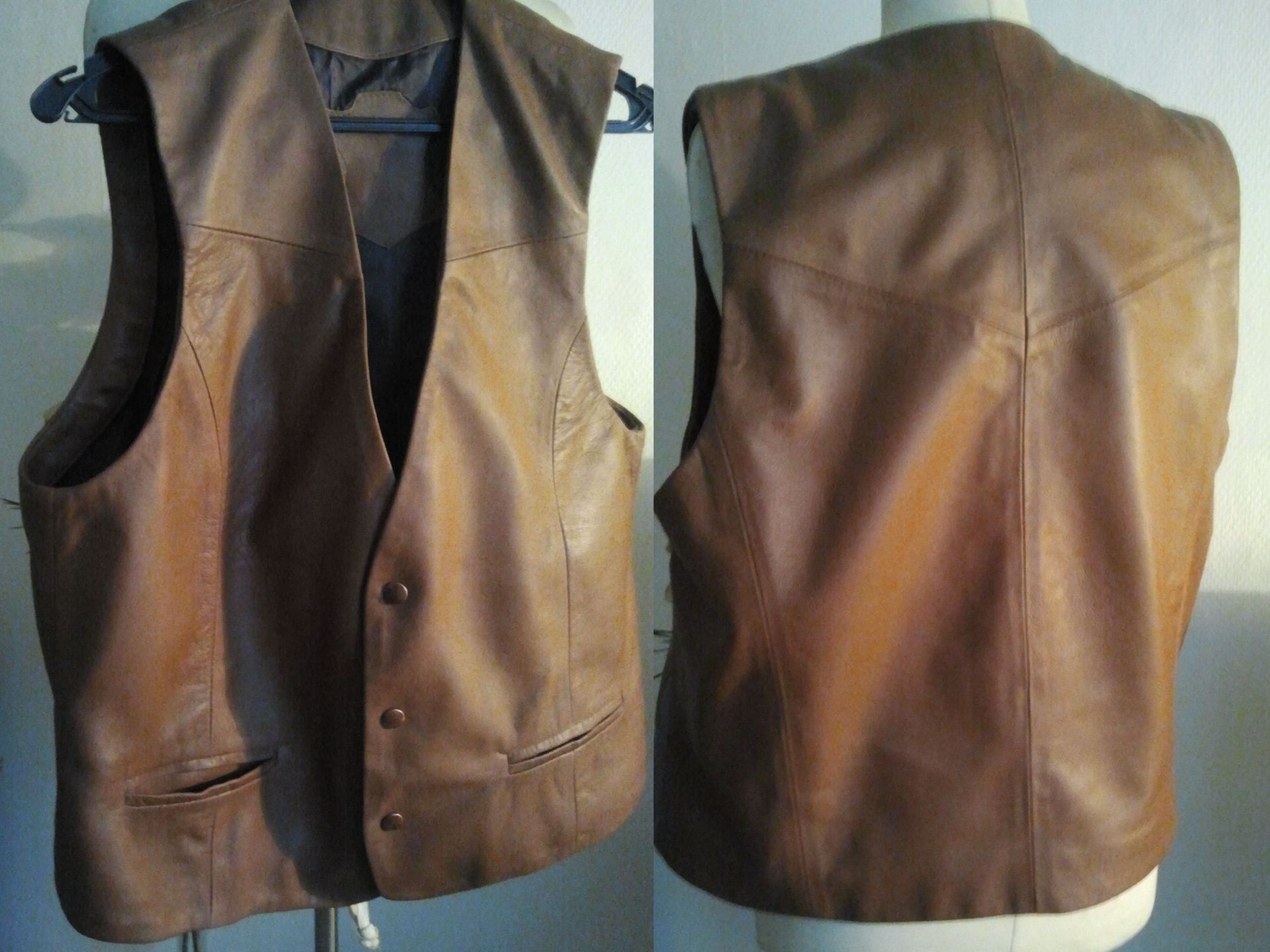 Leren kostuum gilet cognac