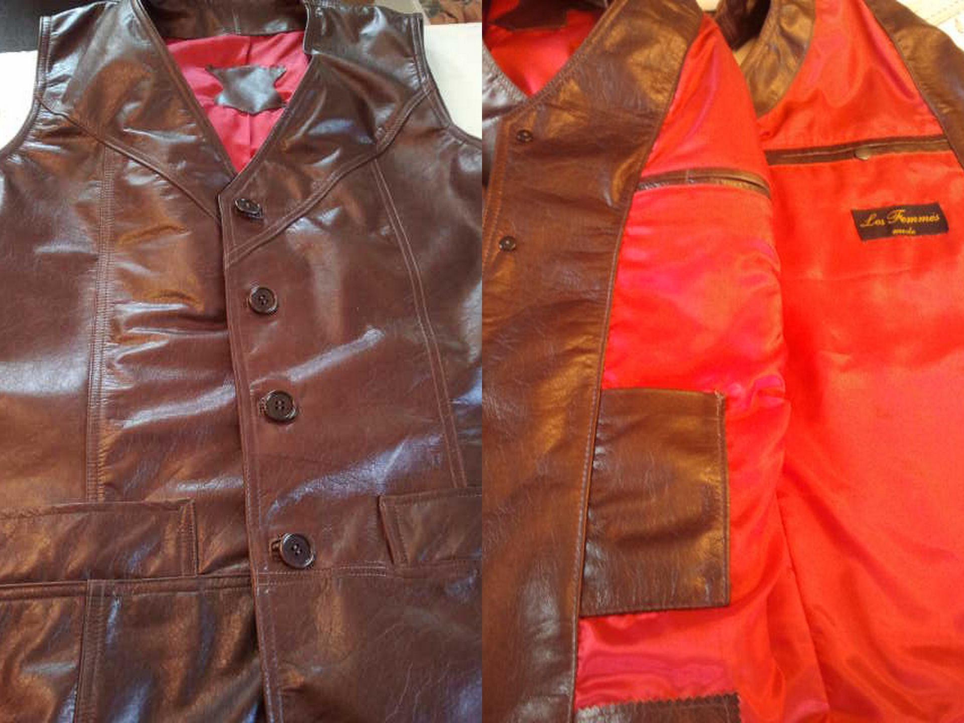 Bruin leren gilet/bdywarmer
