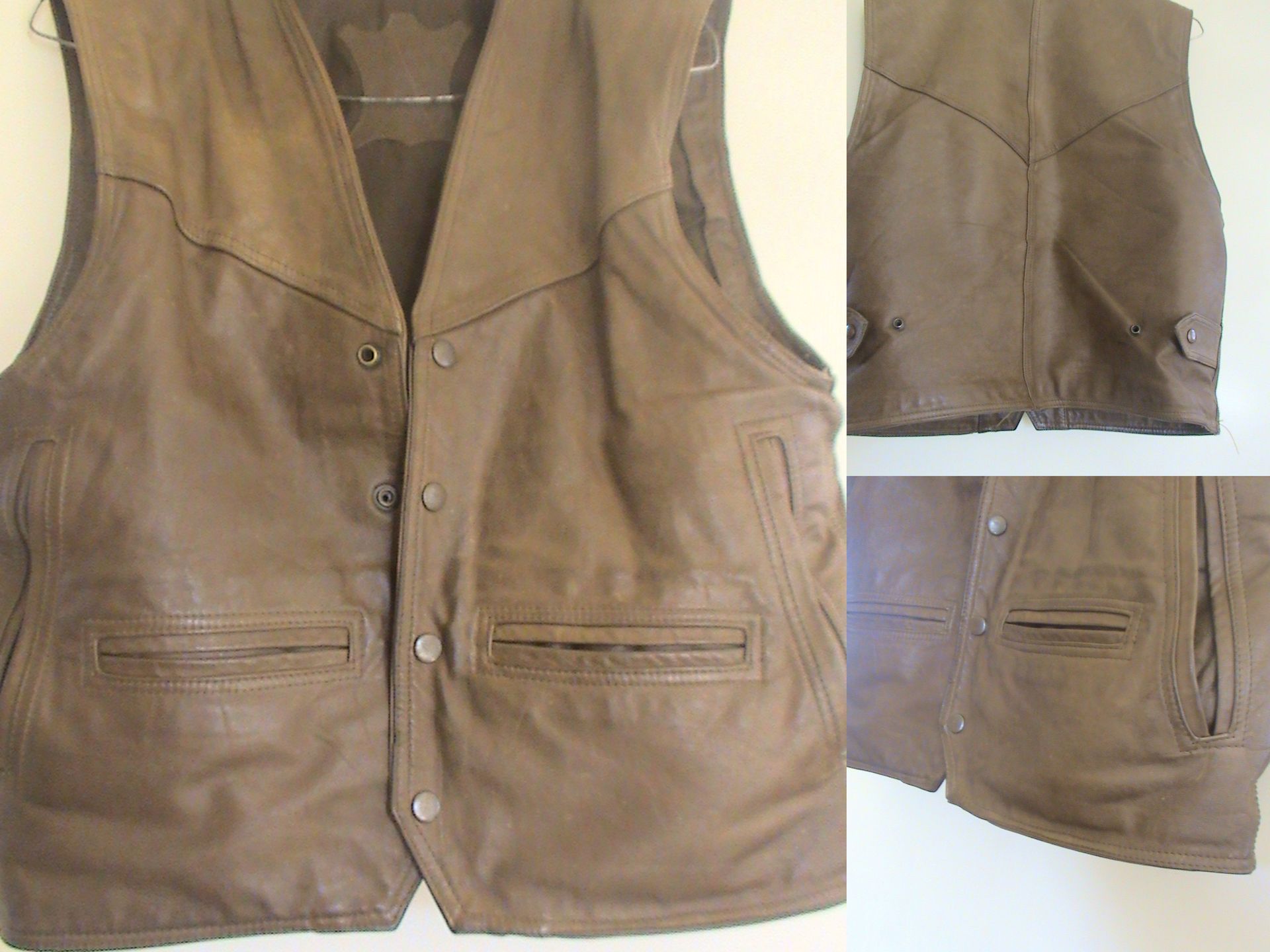 Bruine leren bodywarmer