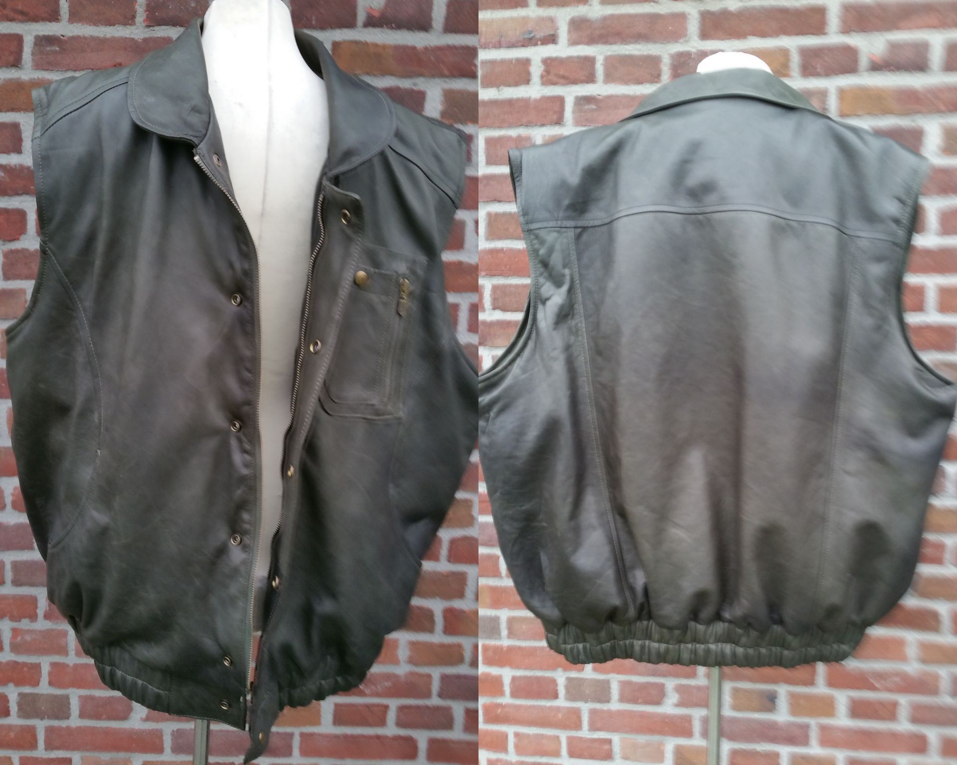 Grote maat leren bodywarmer