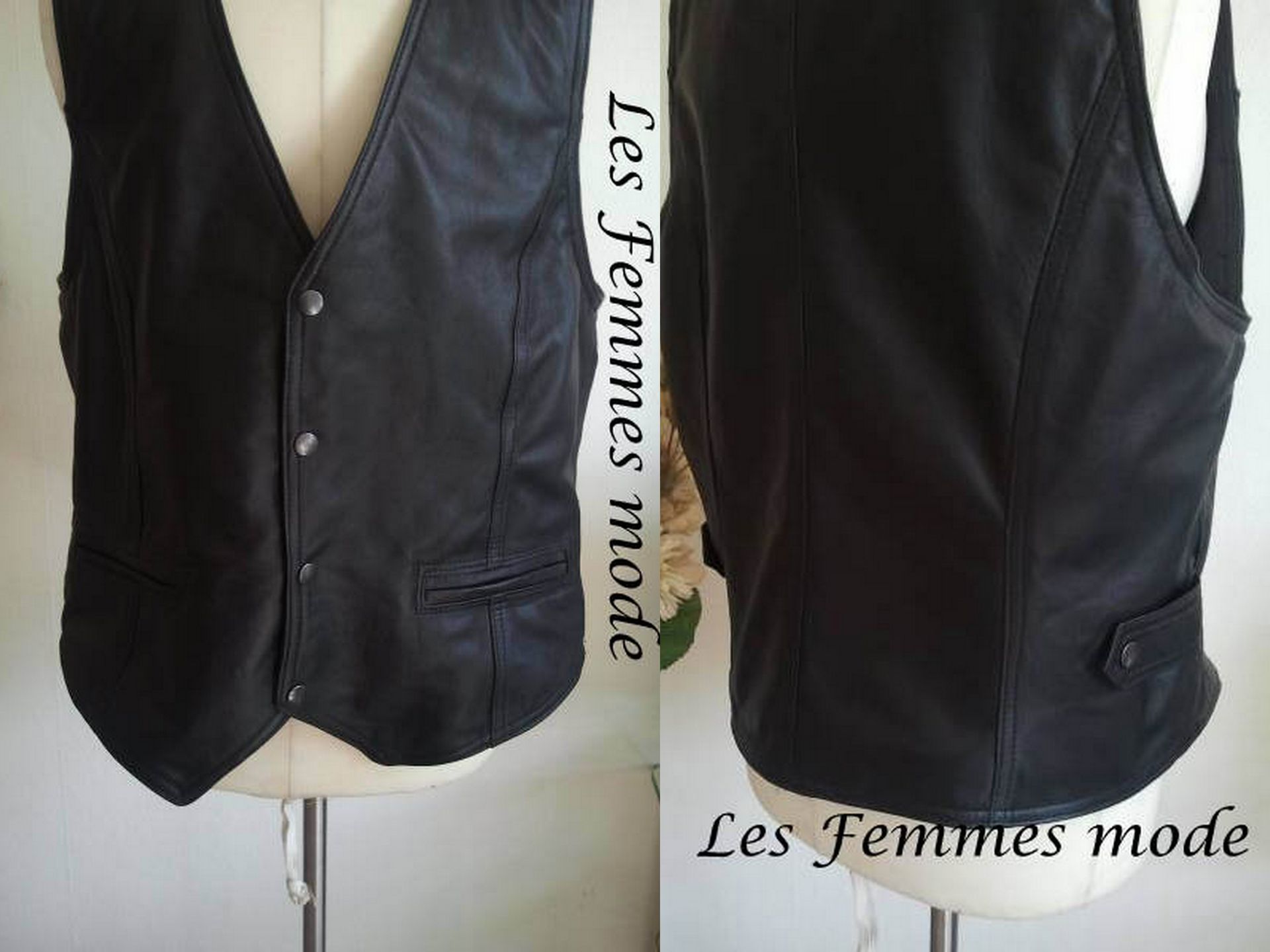 Zwart leren kostuum gilet